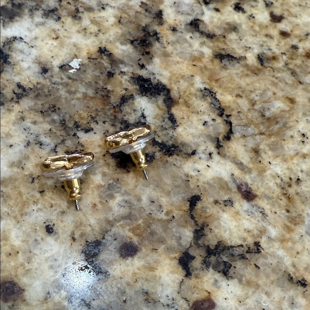 Gold Knot Pretzel Shape Stud Earrings - Picture 2 of 2